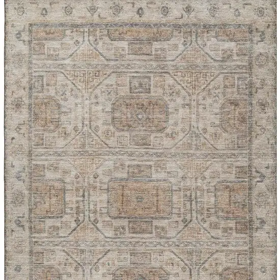 Beige Coffee And Gray Geometric Washable Area Rug With UV Protection Photo 4