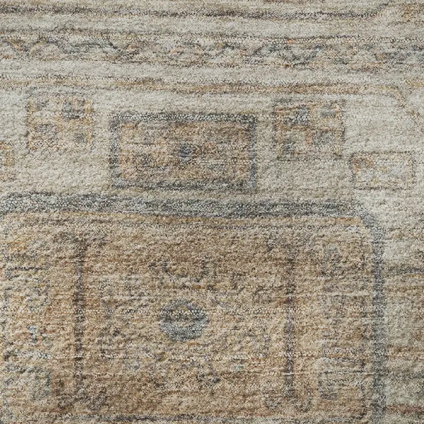 Beige Coffee And Gray Geometric Washable Area Rug With UV Protection Photo 9