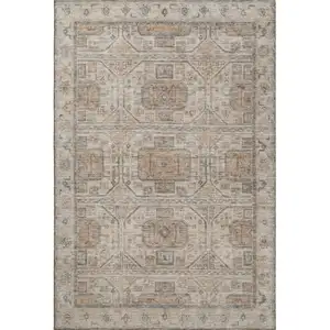 Photo of Beige Coffee And Gray Geometric Washable Area Rug With UV Protection