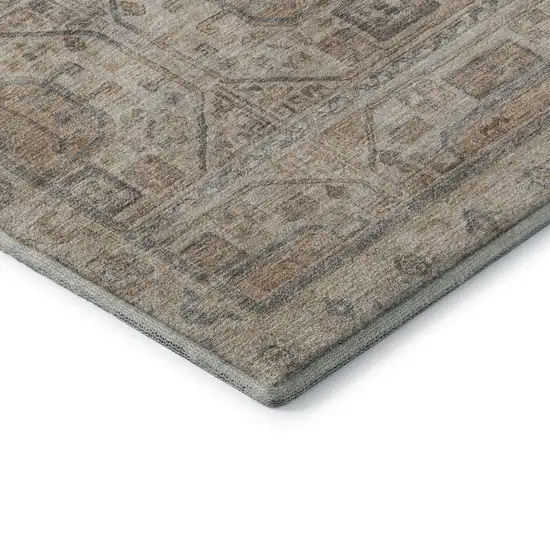 Beige Coffee And Gray Geometric Washable Area Rug With UV Protection Photo 7