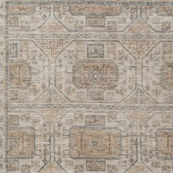 Beige Coffee And Gray Geometric Washable Area Rug With UV Protection Photo 3