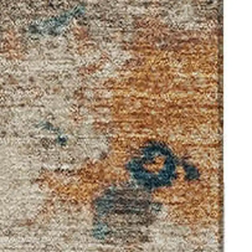 Beige Copper And Blue Abstract Washable Area Rug With UV Protection Photo 3