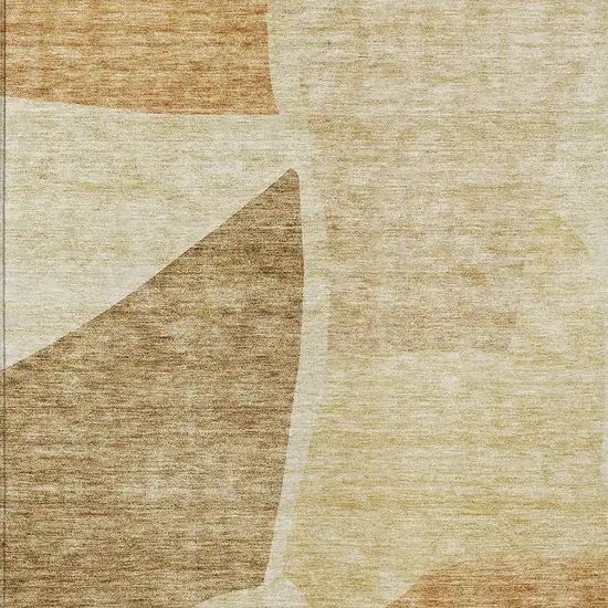 Beige Copper And Brown Abstract Washable Indoor Outdoor Area Rug Photo 6