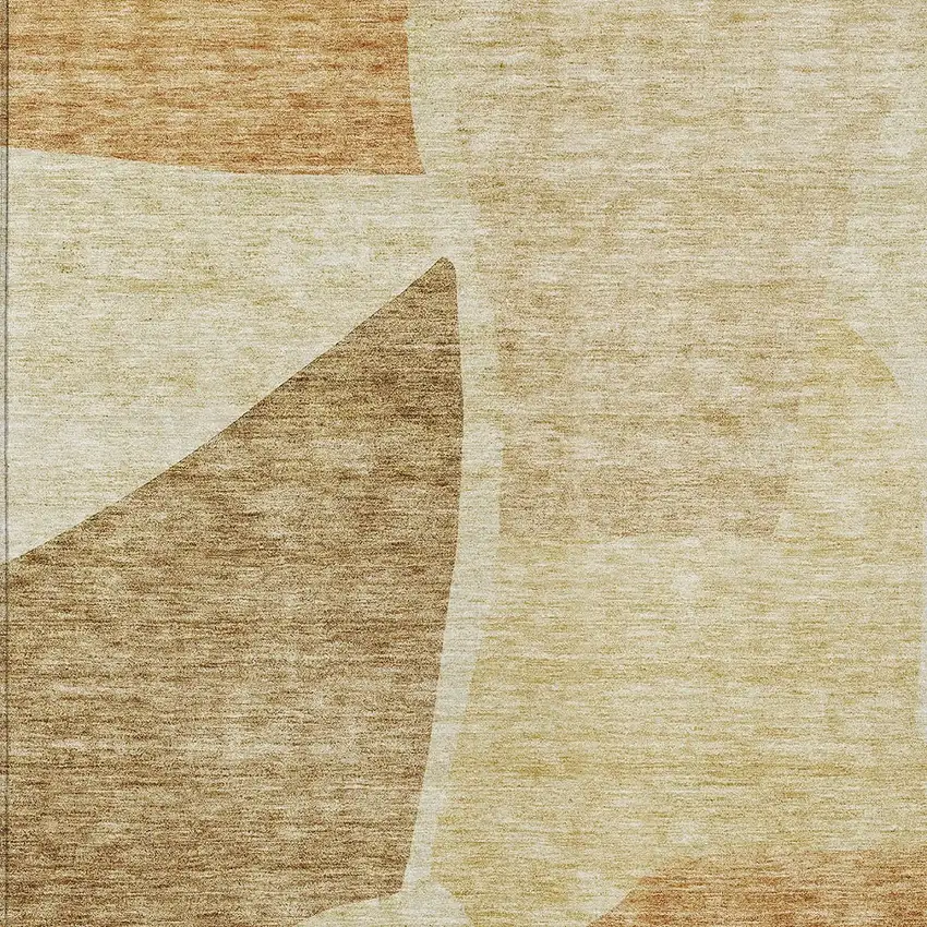 Beige Copper And Brown Abstract Washable Indoor Outdoor Area Rug Photo 6