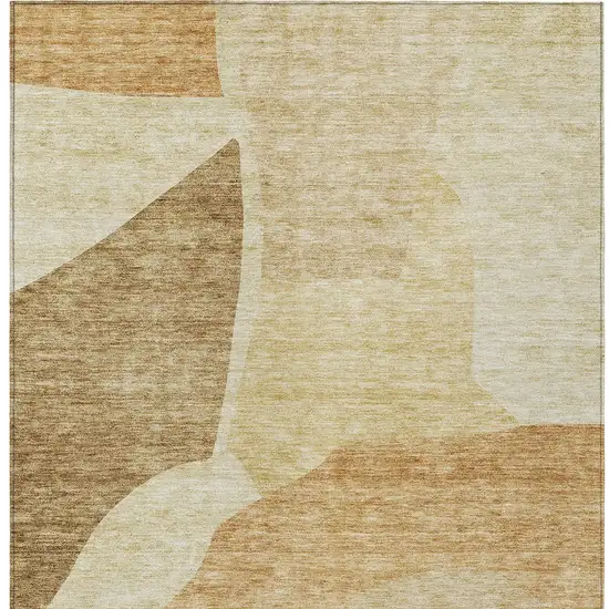 Beige Copper And Brown Abstract Washable Indoor Outdoor Area Rug Photo 5