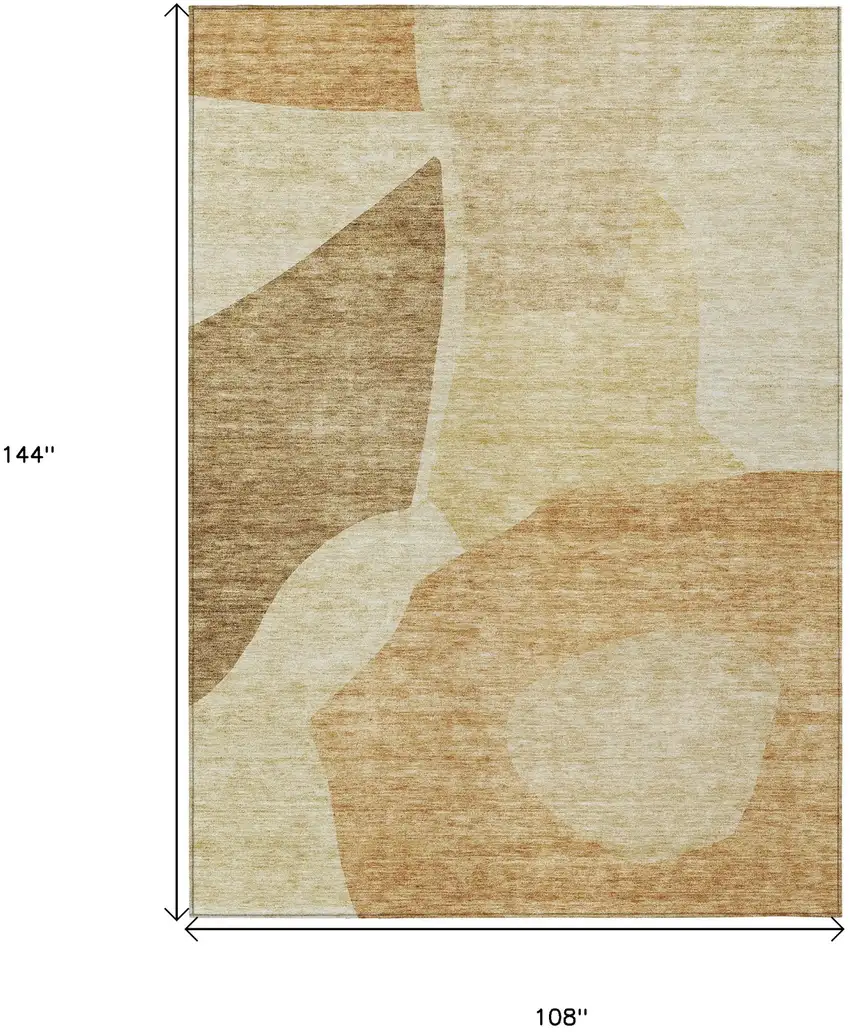 Beige Copper And Brown Abstract Washable Indoor Outdoor Area Rug Photo 3