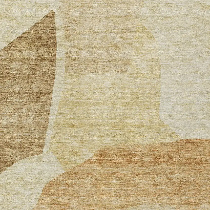 Beige Copper And Brown Abstract Washable Indoor Outdoor Area Rug Photo 6