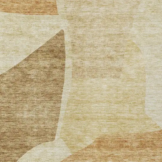 Beige Copper And Brown Abstract Washable Indoor Outdoor Area Rug Photo 6