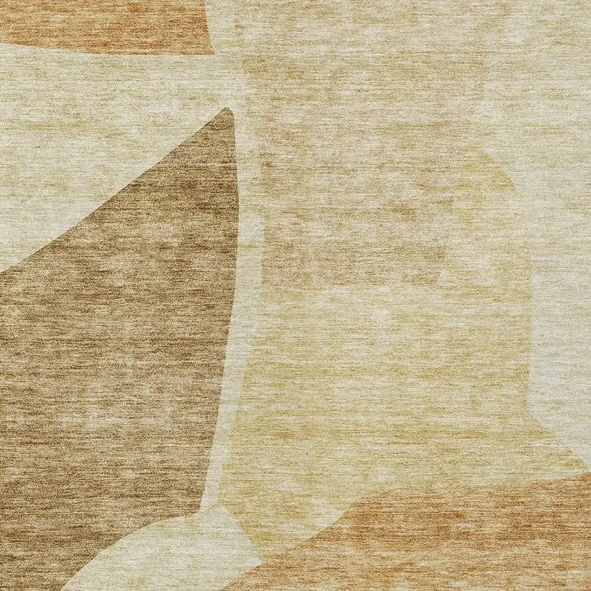Beige Copper And Brown Abstract Washable Indoor Outdoor Area Rug Photo 6