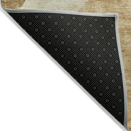 Beige Copper And Brown Abstract Washable Indoor Outdoor Area Rug Photo 4
