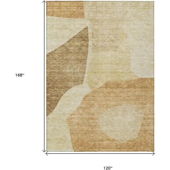 Beige Copper And Brown Abstract Washable Indoor Outdoor Area Rug Photo 3