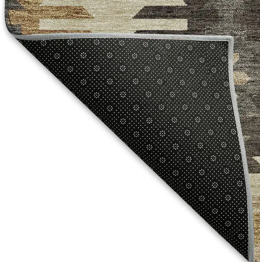 Beige Copper And Gold Southwestern Washable Area Rug With UV Protection Photo 6