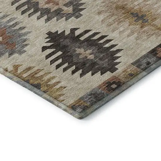 Beige Copper And Gold Southwestern Washable Area Rug With UV Protection Photo 7