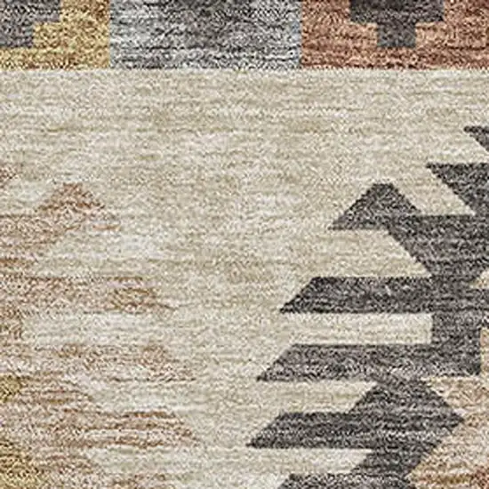 Beige Copper And Gold Southwestern Washable Area Rug With UV Protection Photo 2