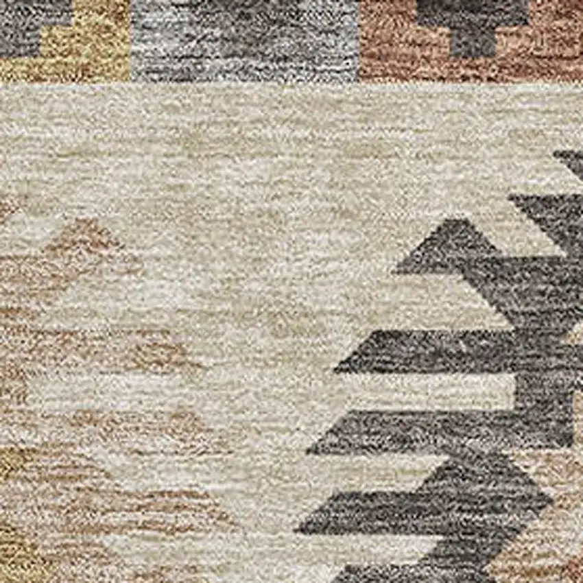 Beige Copper And Gold Southwestern Washable Area Rug With UV Protection Photo 2