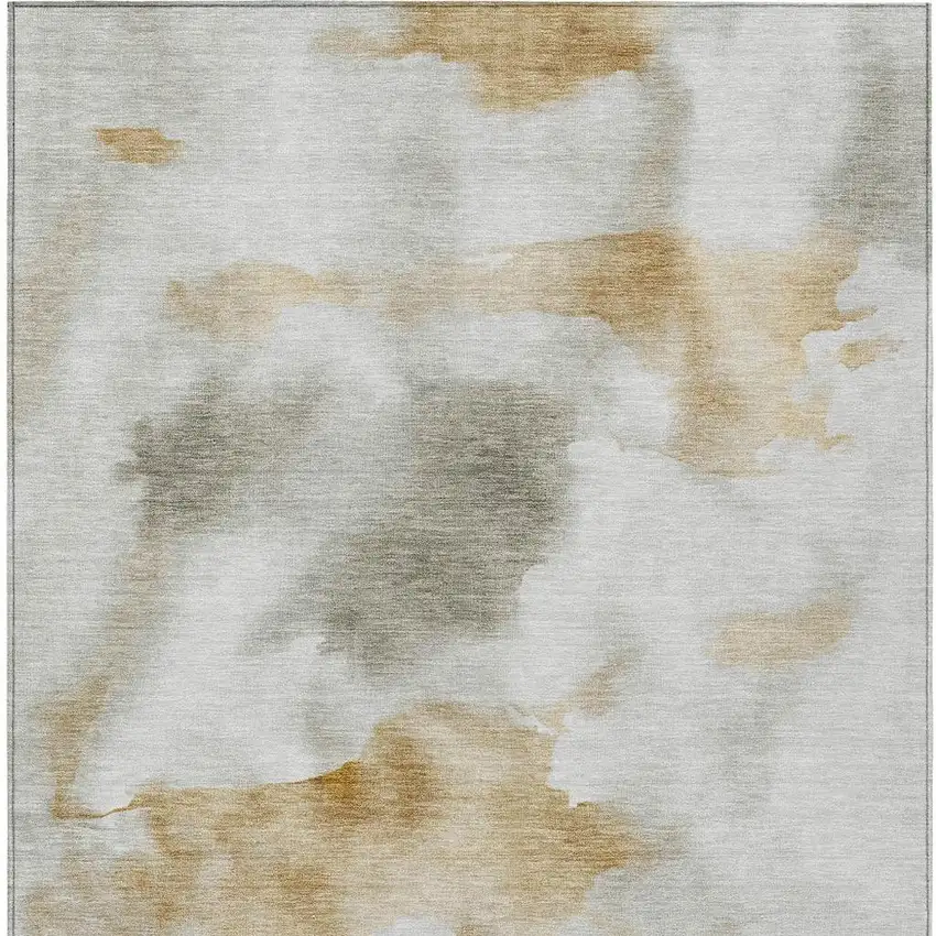 Beige Copper And Gray Abstract Washable Indoor Outdoor Area Rug Photo 4