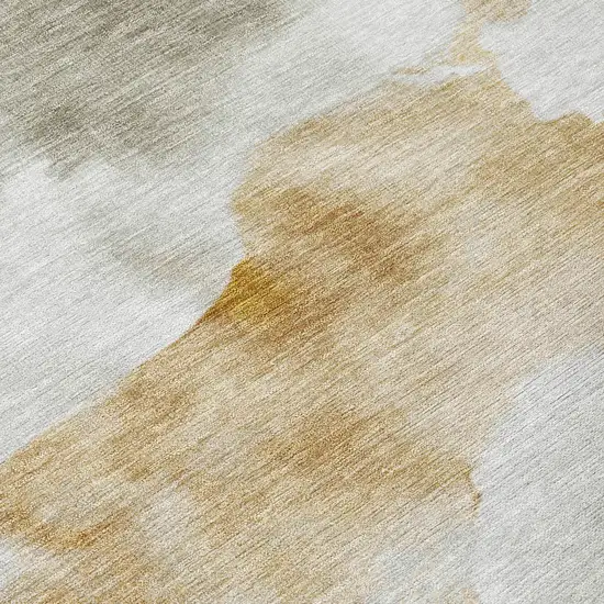 Beige Copper And Gray Abstract Washable Indoor Outdoor Area Rug Photo 9