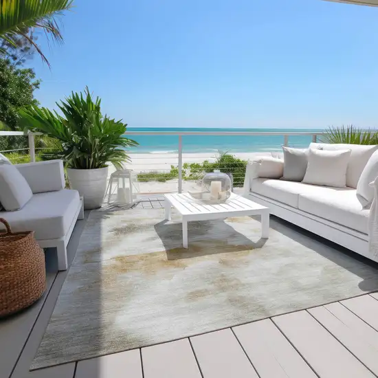 Beige Copper And Gray Abstract Washable Indoor Outdoor Area Rug Photo 9