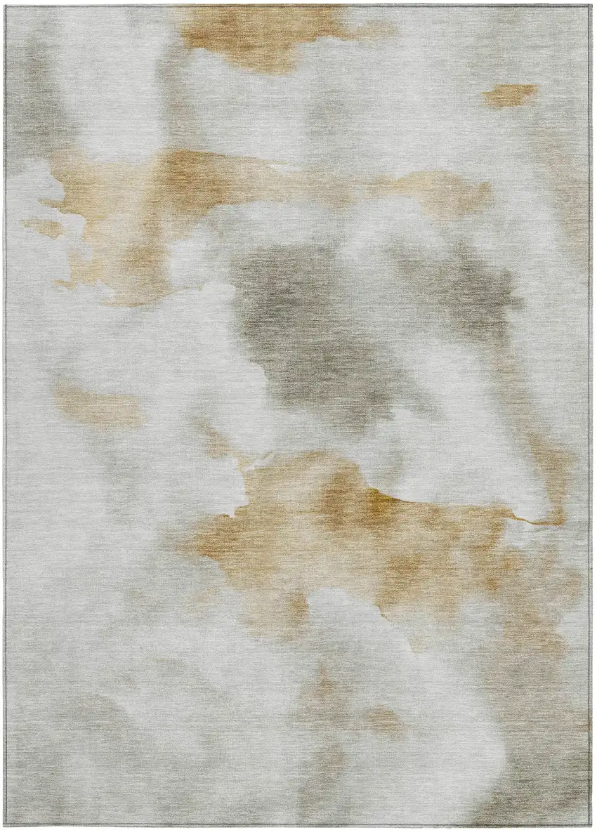 Beige Copper And Gray Abstract Washable Indoor Outdoor Area Rug Photo 4