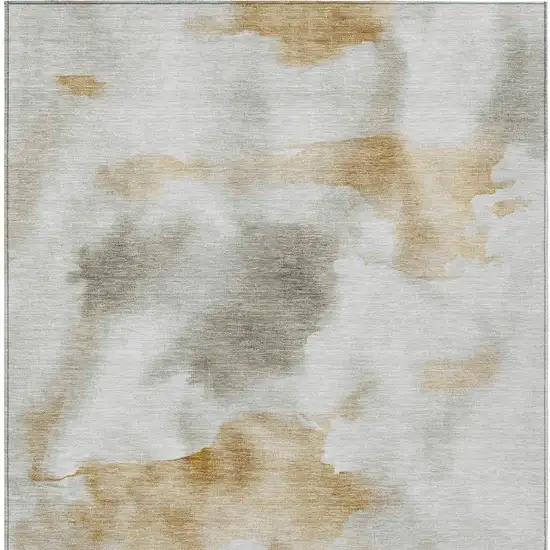 Beige Copper And Gray Abstract Washable Indoor Outdoor Area Rug Photo 6