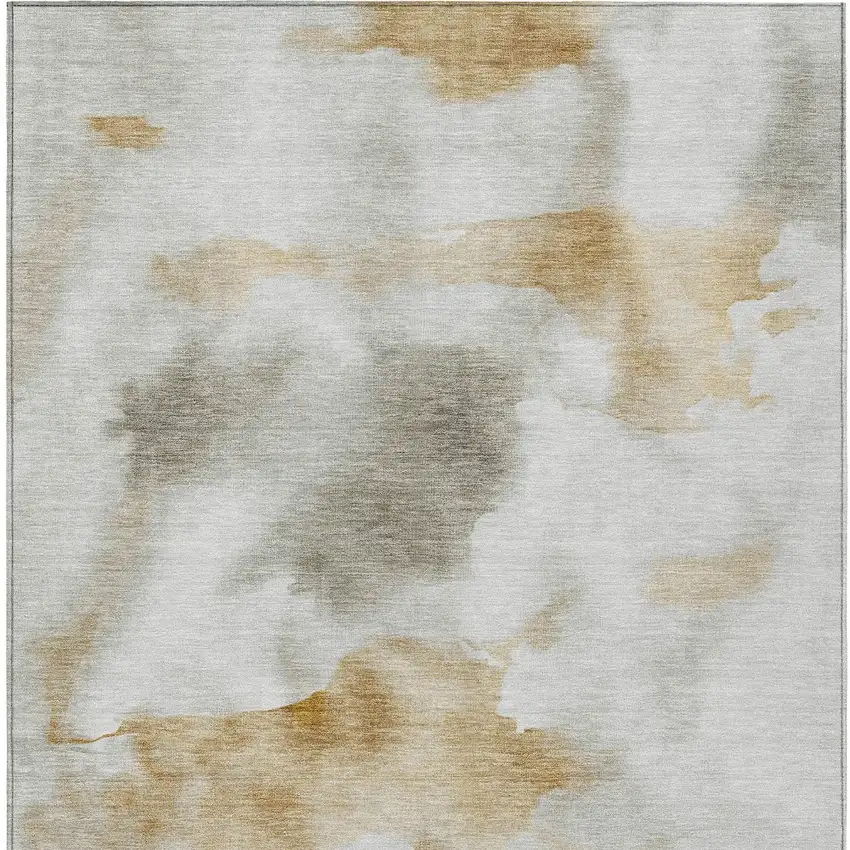 Beige Copper And Gray Abstract Washable Indoor Outdoor Area Rug Photo 6