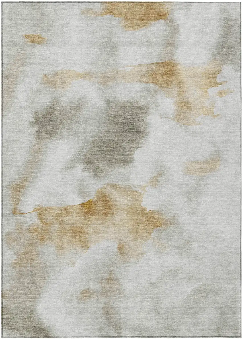 Beige Copper And Gray Abstract Washable Indoor Outdoor Area Rug Photo 1