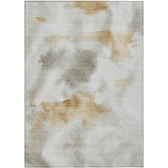 Beige Copper And Gray Abstract Washable Indoor Outdoor Area Rug Photo 1