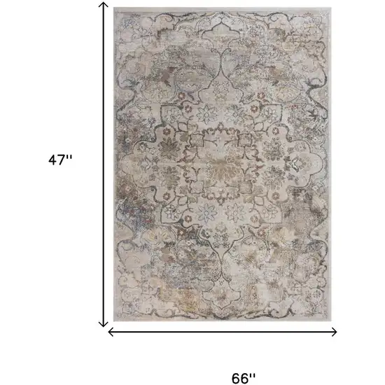 Beige Copper And Gray Medallion Area Rug Photo 7
