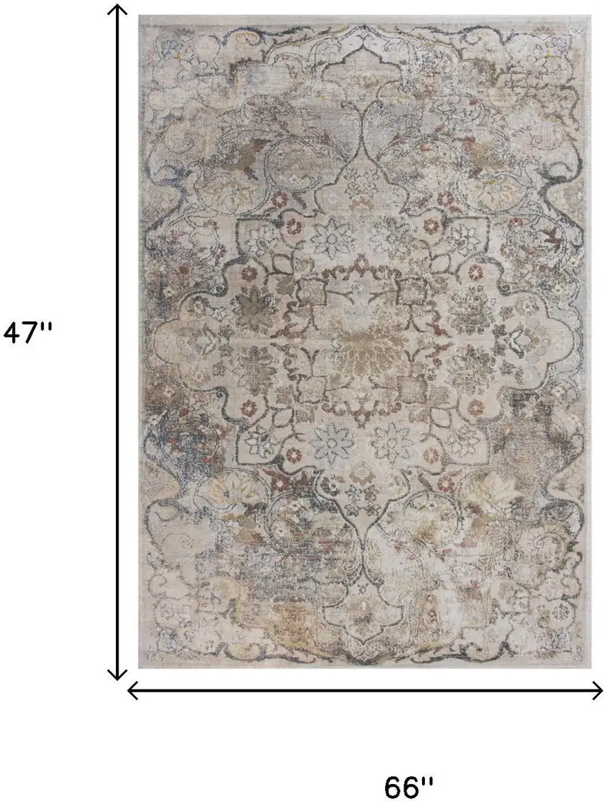 Beige Copper And Gray Medallion Area Rug Photo 7