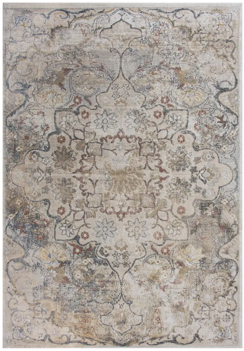 Beige Copper And Gray Medallion Area Rug Photo 2