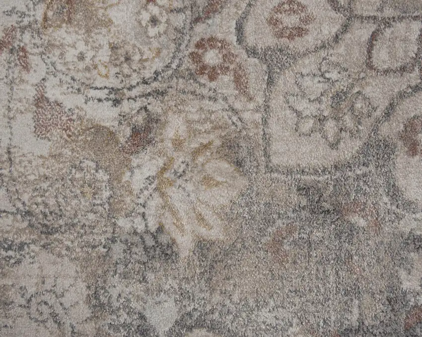 Beige Copper And Gray Medallion Area Rug Photo 5