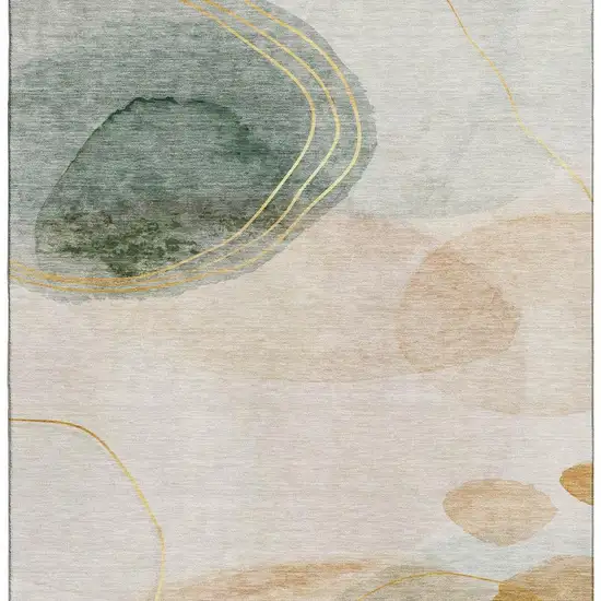 Beige Copper And Taupe Abstract Washable Area Rug With UV Protection Photo 3