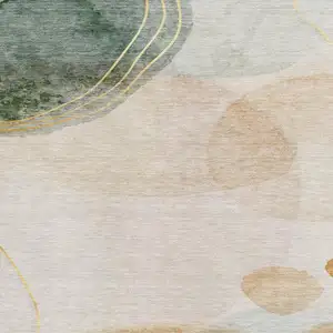 Photo of Beige Copper And Taupe Abstract Washable Area Rug With UV Protection