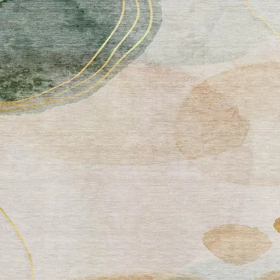 Beige Copper And Taupe Abstract Washable Area Rug With UV Protection Photo 1