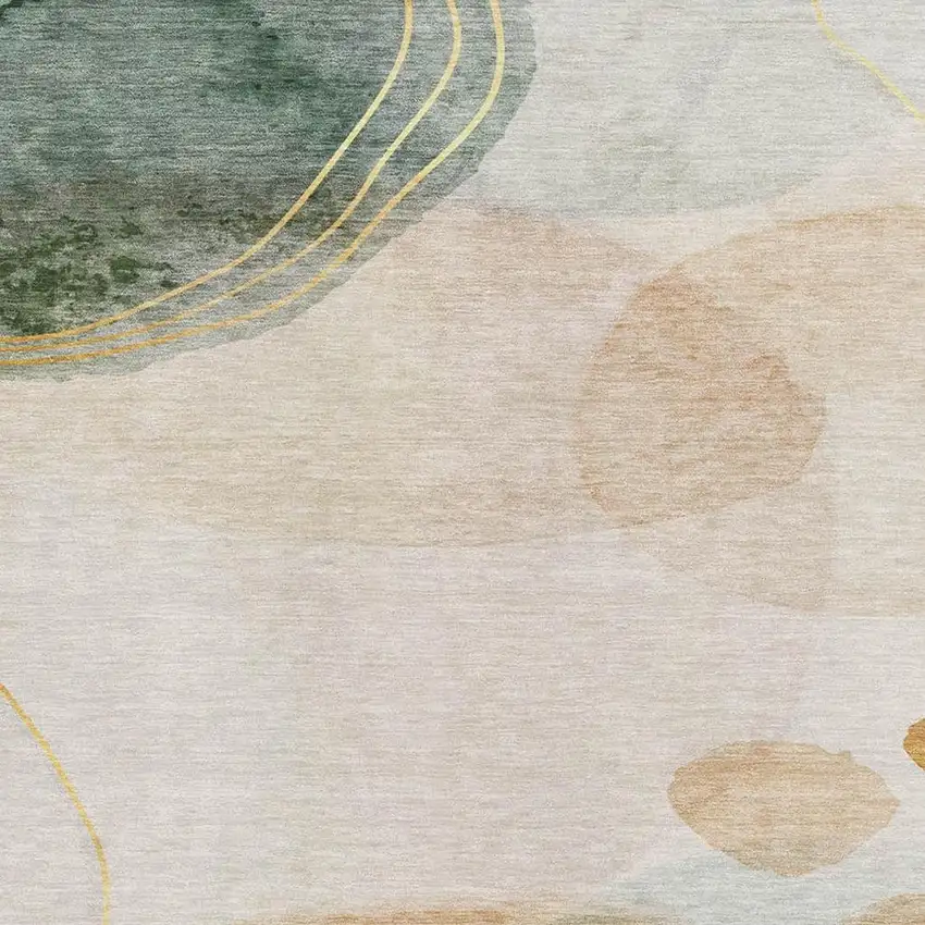 Beige Copper And Taupe Abstract Washable Area Rug With UV Protection Photo 1