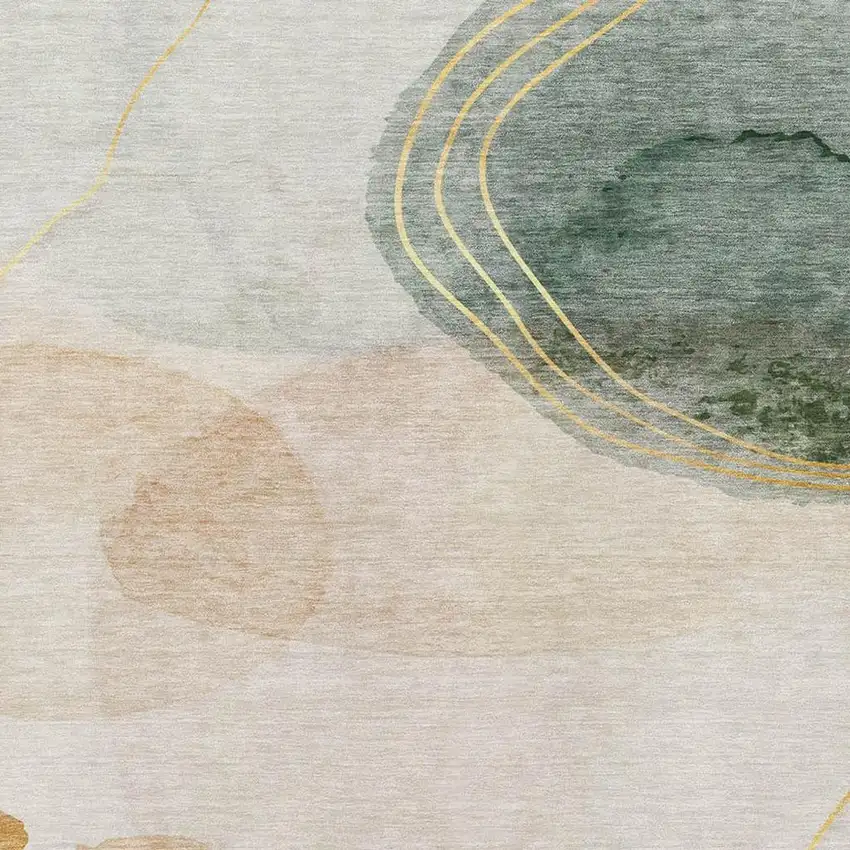 Beige Copper And Taupe Abstract Washable Area Rug With UV Protection Photo 7