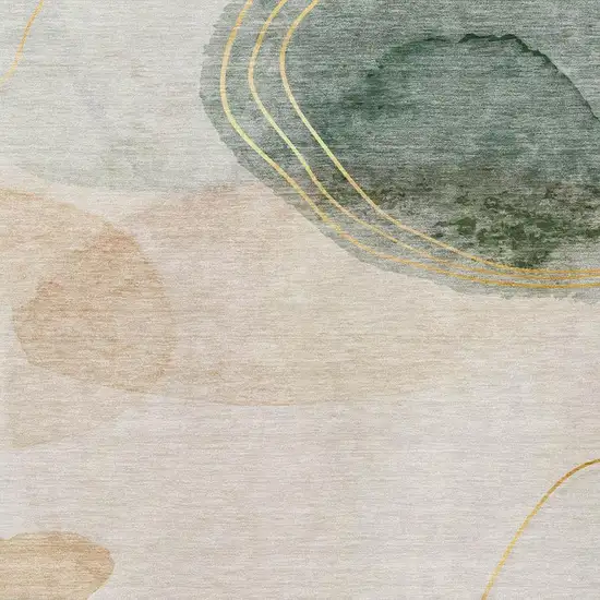 Beige Copper And Taupe Abstract Washable Area Rug With UV Protection Photo 4