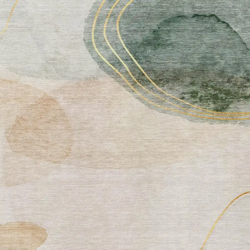 Beige Copper And Taupe Abstract Washable Area Rug With UV Protection Photo 4