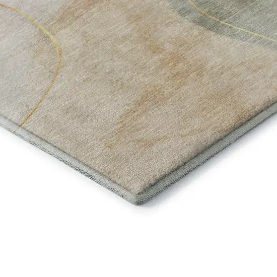 Beige Copper And Taupe Abstract Washable Area Rug With UV Protection Photo 8