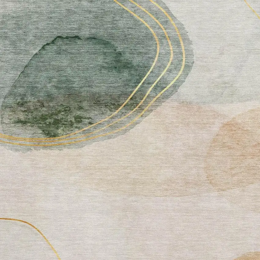 Beige Copper And Taupe Abstract Washable Area Rug With UV Protection Photo 3