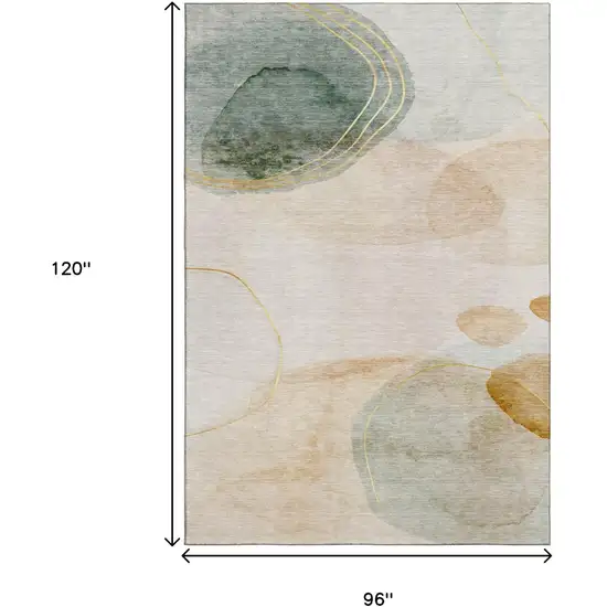 Beige Copper And Taupe Abstract Washable Area Rug With UV Protection Photo 3