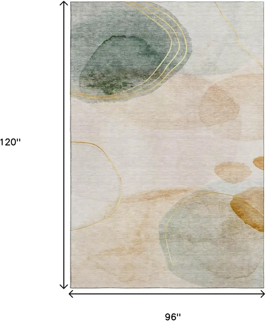 Beige Copper And Taupe Abstract Washable Area Rug With UV Protection Photo 3