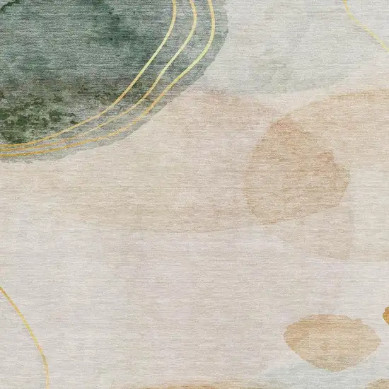 Beige Copper And Taupe Abstract Washable Area Rug With UV Protection Photo 3