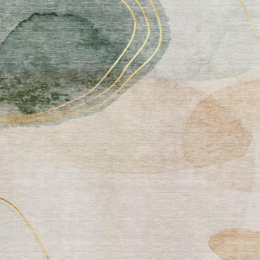 Beige Copper And Taupe Abstract Washable Area Rug With UV Protection Photo 3