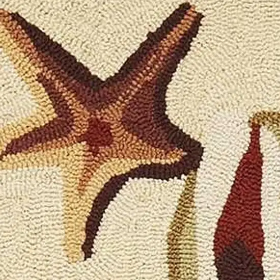 Beige Green And Brown Seashell and Coral Hand Tufted Area Rug Photo 6