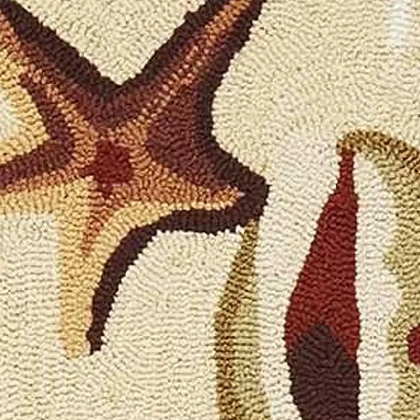 Beige Green And Brown Seashell and Coral Hand Tufted Area Rug Photo 9