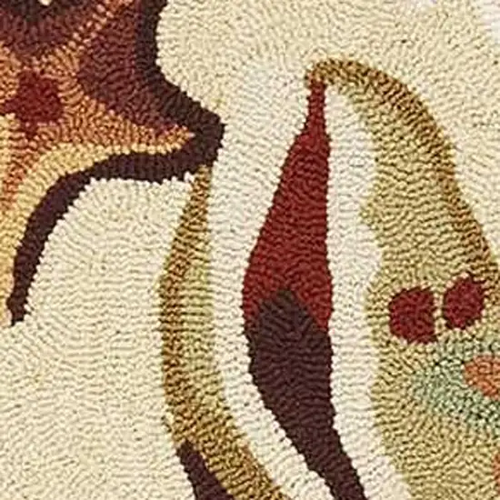 Beige Green And Brown Seashell and Coral Hand Hooked Area Rug Photo 8