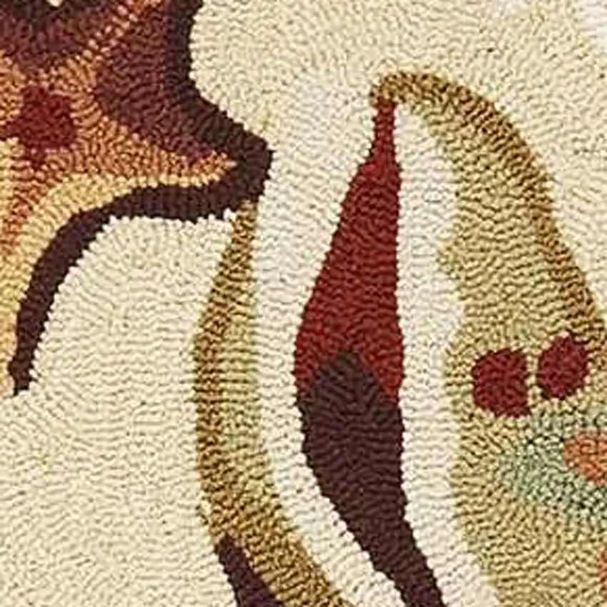 Beige Green And Brown Seashell and Coral Hand Hooked Area Rug Photo 8