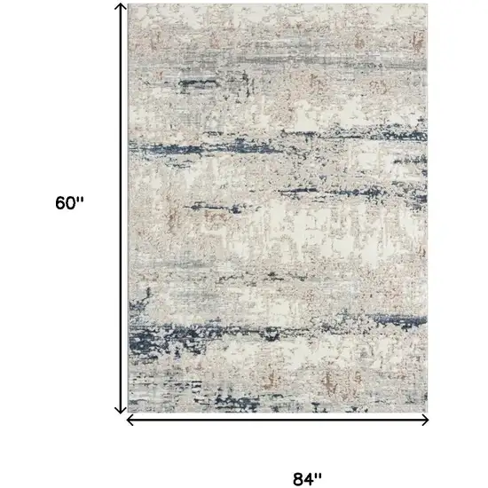 Beige Cream Blue And Gray Abstract Stain Resistant Area Rug Photo 2