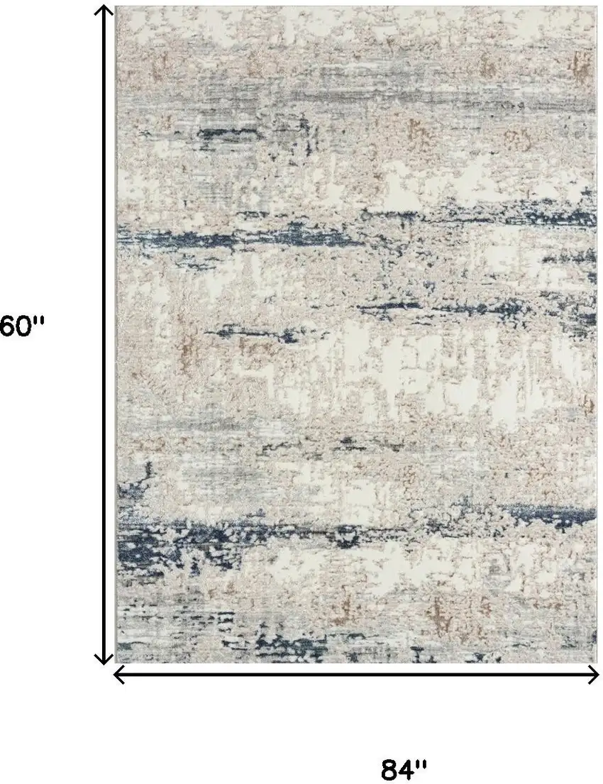Beige Cream Blue And Gray Abstract Stain Resistant Area Rug Photo 2